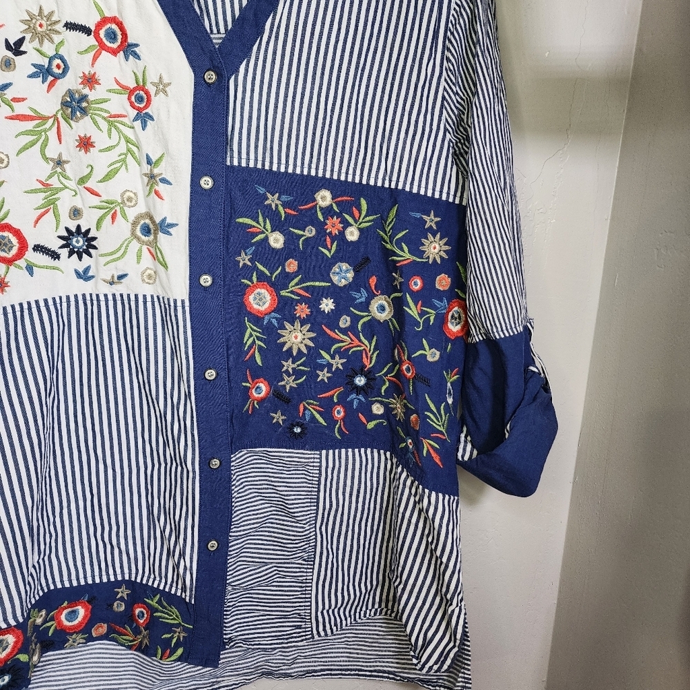 Vintage Bohemian Patchwork Button Down Shirt - Picture 4 of 6